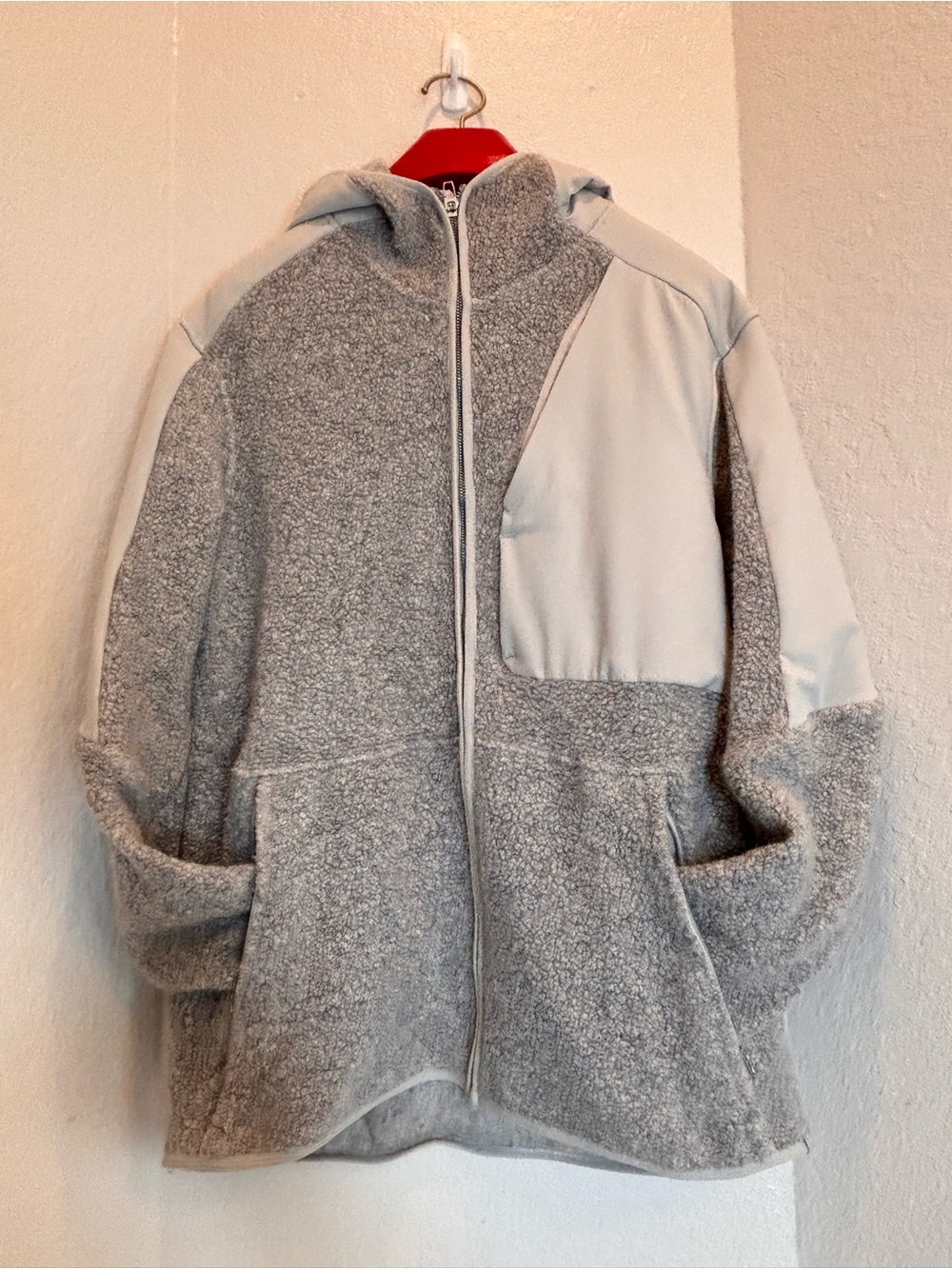 Lululemon Engineered Warmth Hoodie Mens Large Grey White Wool Blend Full Zip XL